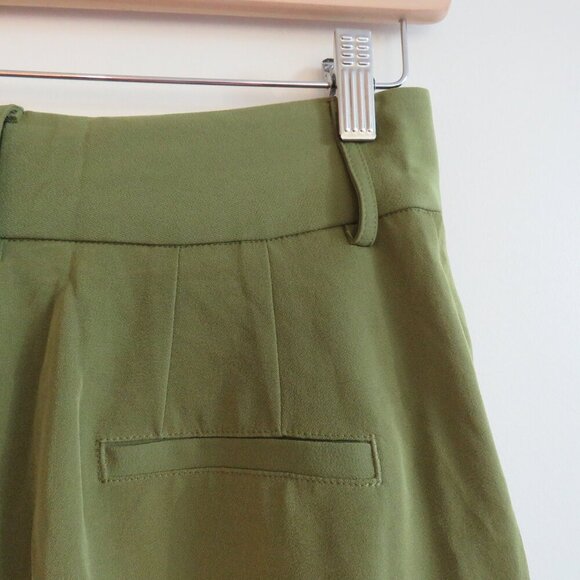 JASON WU High Rise Pleated Crepe Pants in Khaki Green Minimalist - Size US 2 - Picture 10 of 13